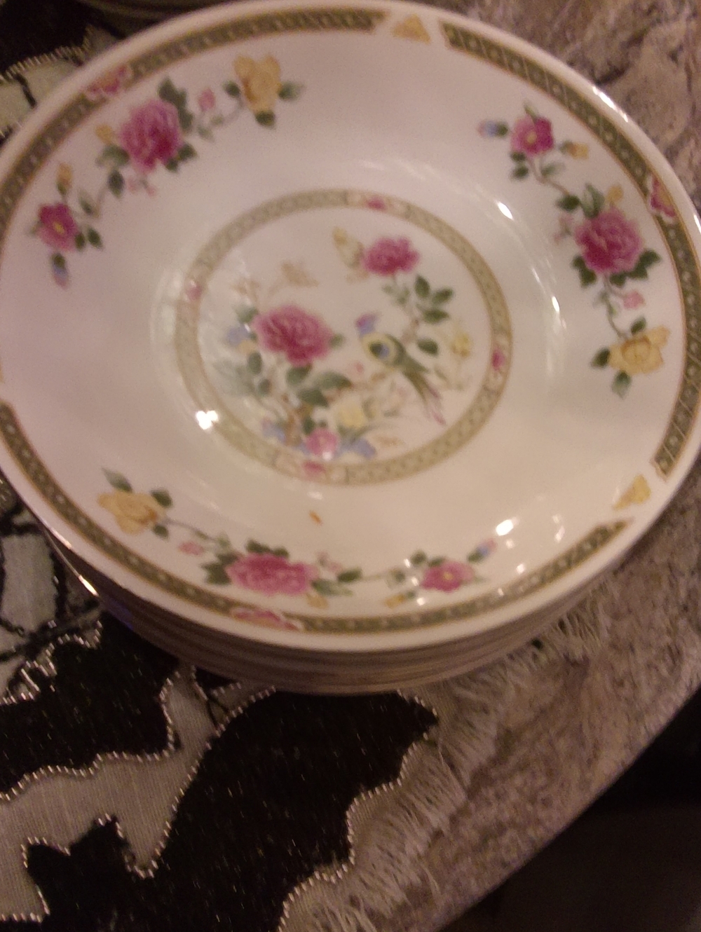 Floral Porcelain Serving Bowl – Pink & Yellow Rose Pattern